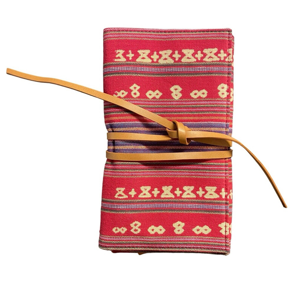 NWT Shiraleah Chicago Jewelry Roll Travel Pouch Red Tulum Leather Ties Southwest